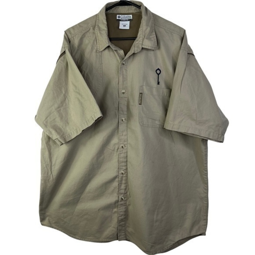 Columbia PFG Men Fishing Shirt Brown Buttons Down Sz XL